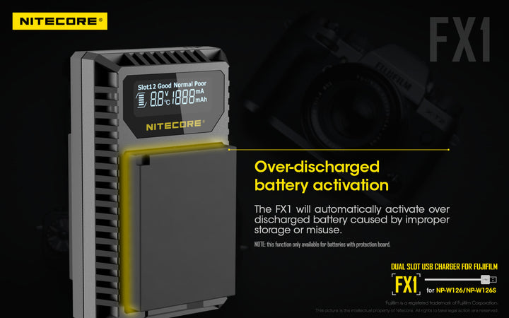 FX1 (Fujifilm NP-W126) Dual-Slot Battery Charger