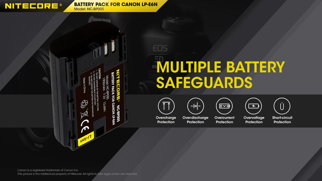 LP-E6N (1900mAh) Battery Pack for Canon (NC-BP005)