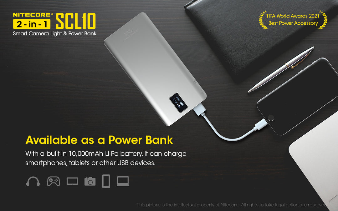 SCL10 - 2-in-1 Light & Power Bank (10,000mAh 18W)