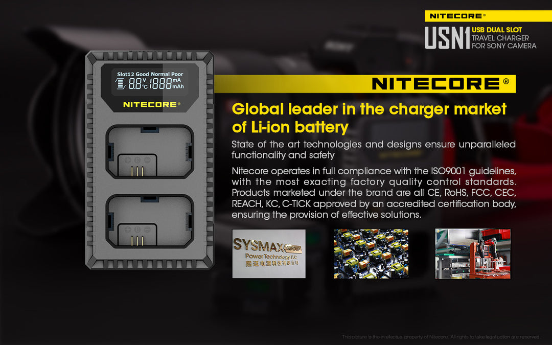 USN1 (Sony NP-FW50) Dual-Slot Battery Charger