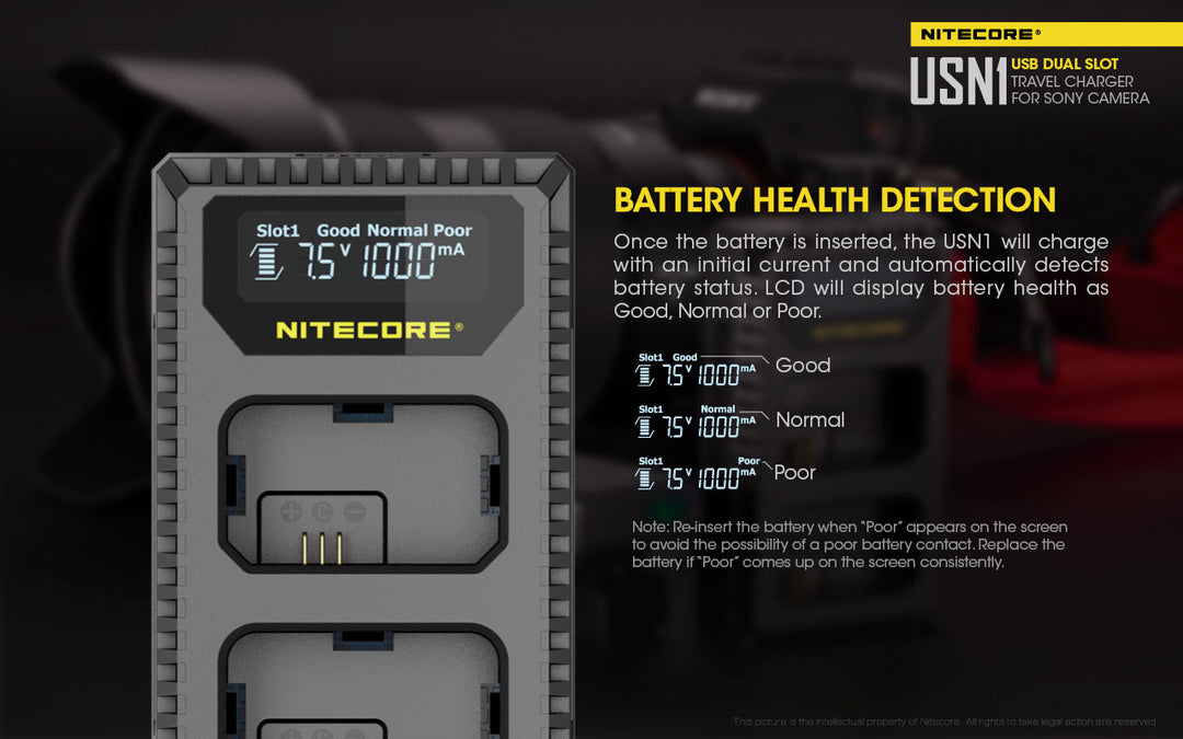 USN1 (Sony NP-FW50) Dual-Slot Battery Charger