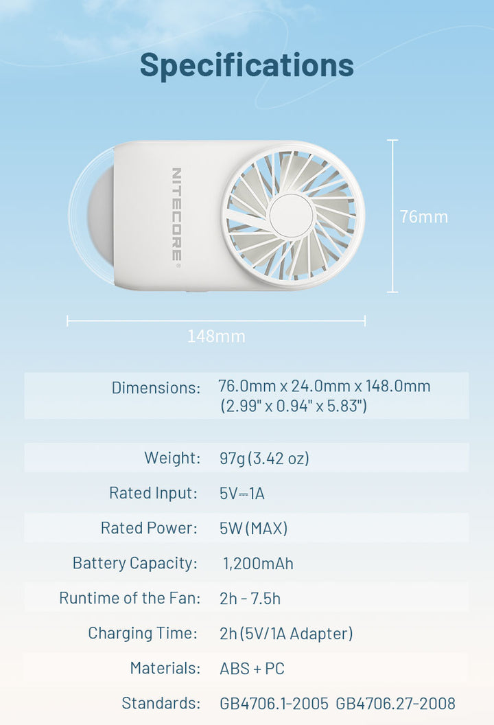 NEF02 - Personal LED Fan (1,200mAh)