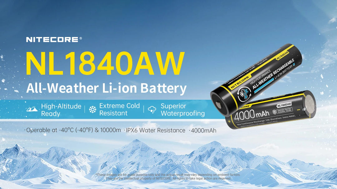 Nitecore NL1840AW - All-Weather 18650 Li-ion Battery - Nitecore Singapore