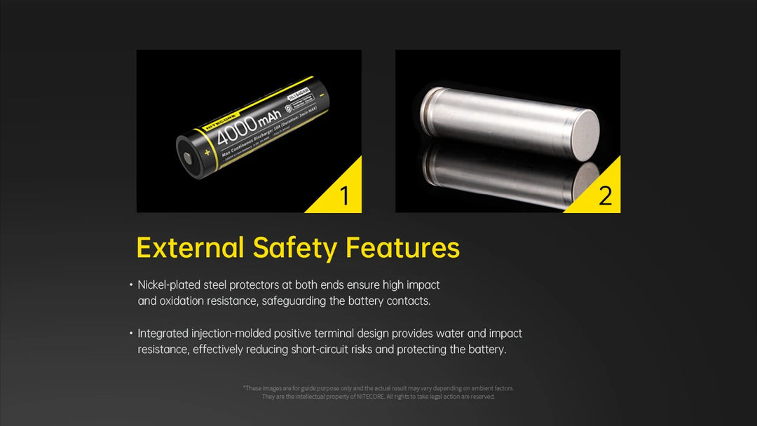 Nitecore NL1840AW - external steel protectors and moulded terminal - Nitecore Singapore