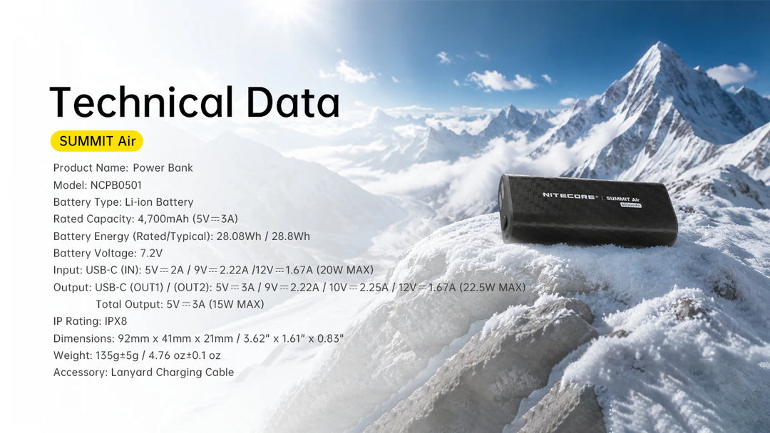 Nitecore SUMMIT Air ski power bank - Nitecore Singapore