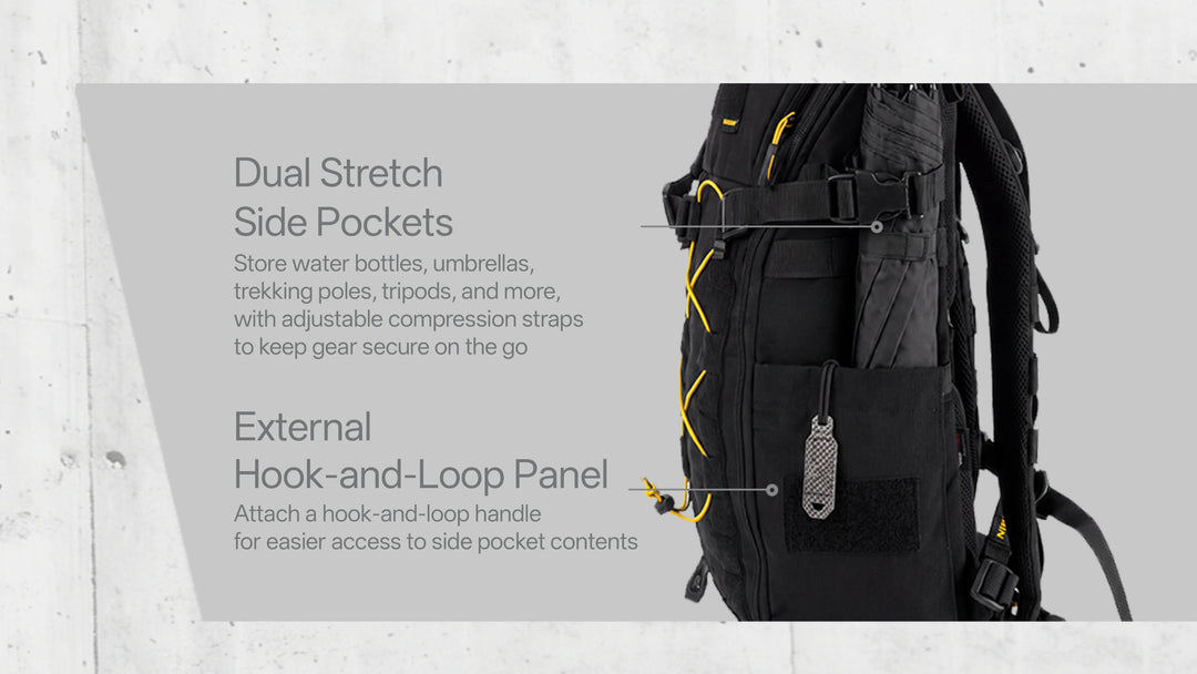 Nitecore BP24 - dual stretch side pockets - Nitecore Singapore