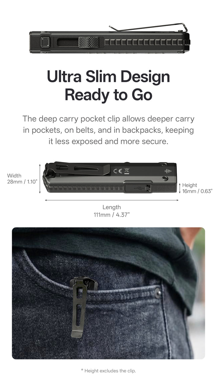 Nitecore EDC15 - ultra slim design with deep carry clip - Nitecore Singapore