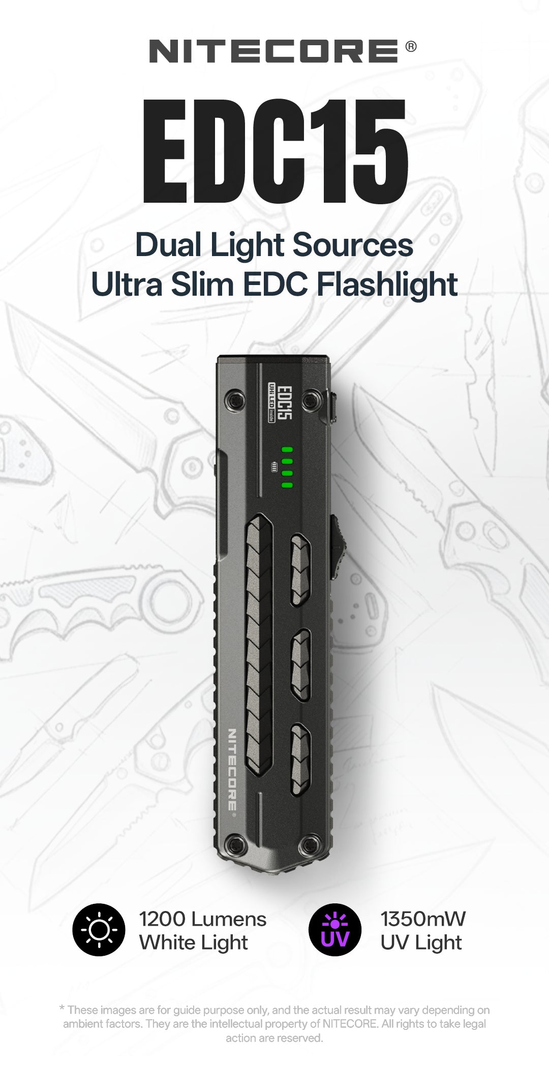 Nitecore EDC15 - dual light sources ultra slim EDC flashlight - Nitecore Singapore