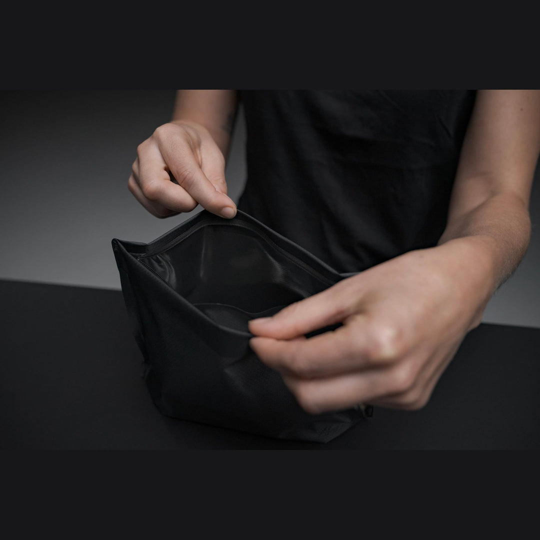 FlatPak Zipper Toiletry Case in use
