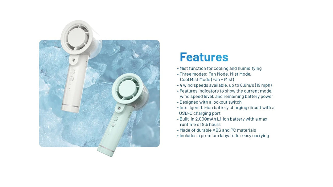 izzCool 20 - Handheld Air Conditioner Fan (2,000mAh)