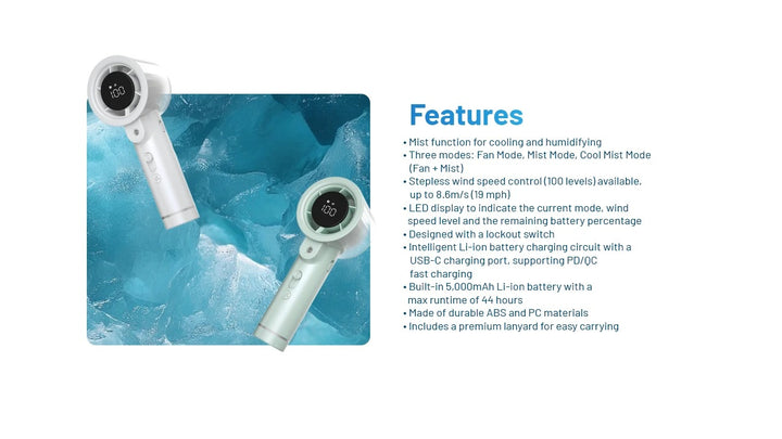 izzCool 20 PRO- Handheld Air Conditioner Fan (5,000mAh)