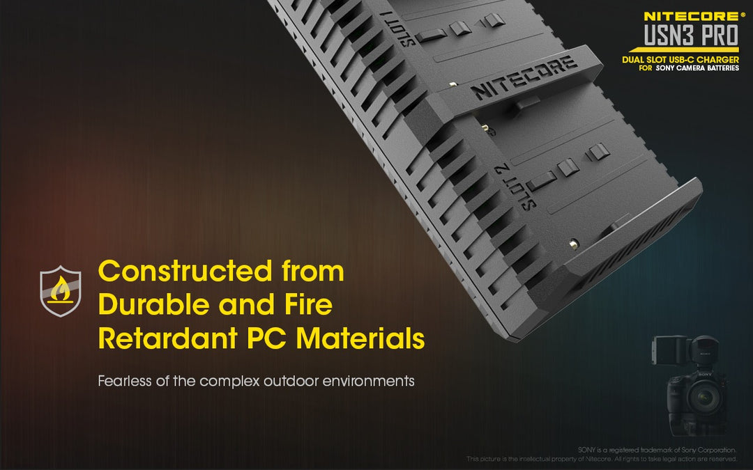 USN3 PRO (Sony NP-FM500H, NP-F730, NP-F750, NP-F770, NP-F970, NP-F550) Dual-Slot Battery Charger
