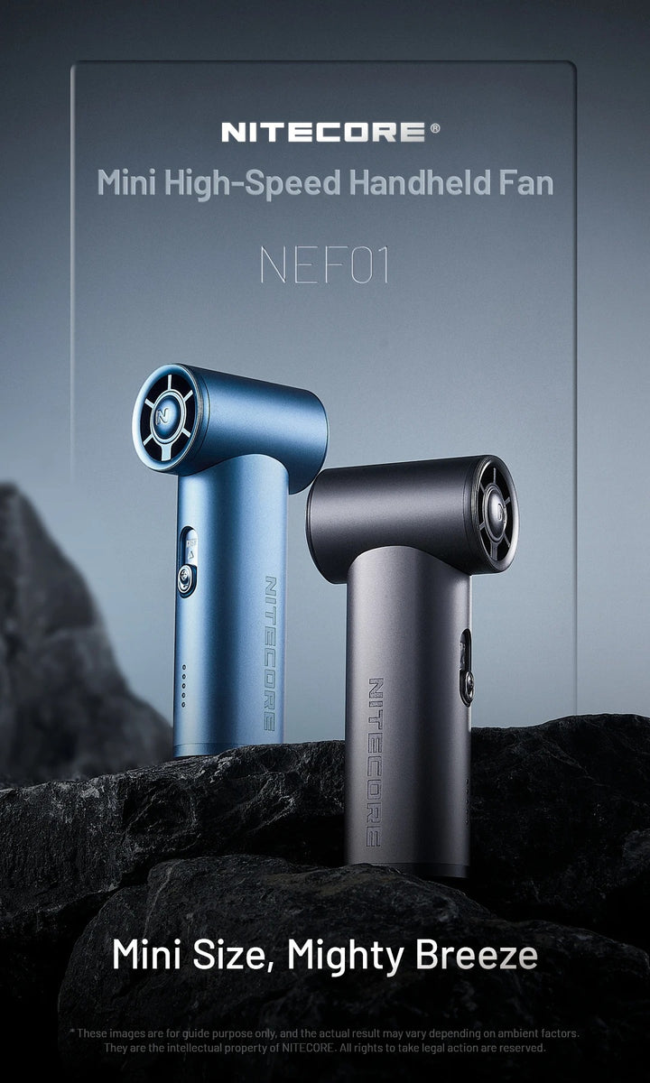 NEF01 (Black) - Mini High-Speed Handheld Fan (4,000mAh)