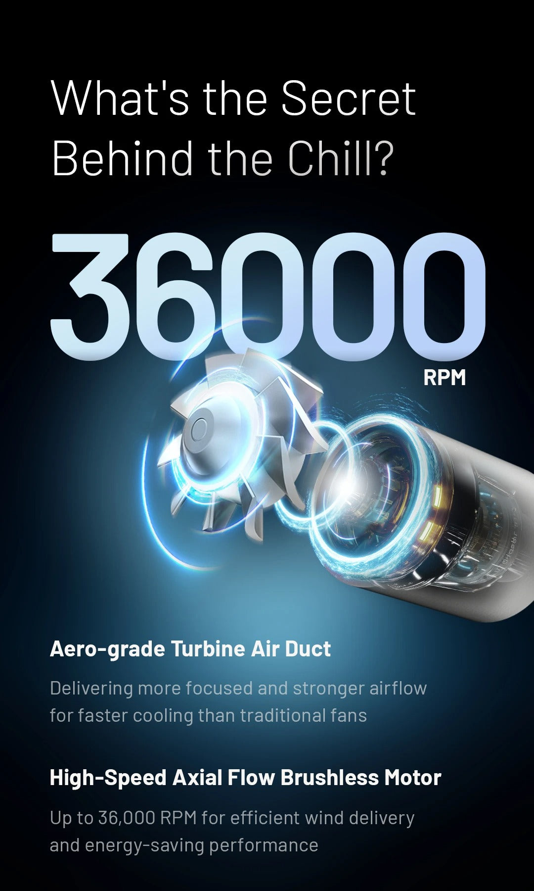 NEF01 (Black) - Mini High-Speed Handheld Fan (4,000mAh)