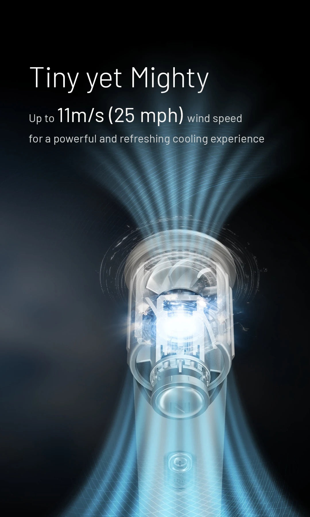 NEF01 (Black) - Mini High-Speed Handheld Fan (4,000mAh)