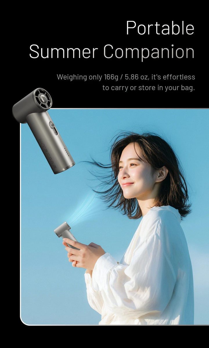 NEF01 (Black) - Mini High-Speed Handheld Fan (4,000mAh)