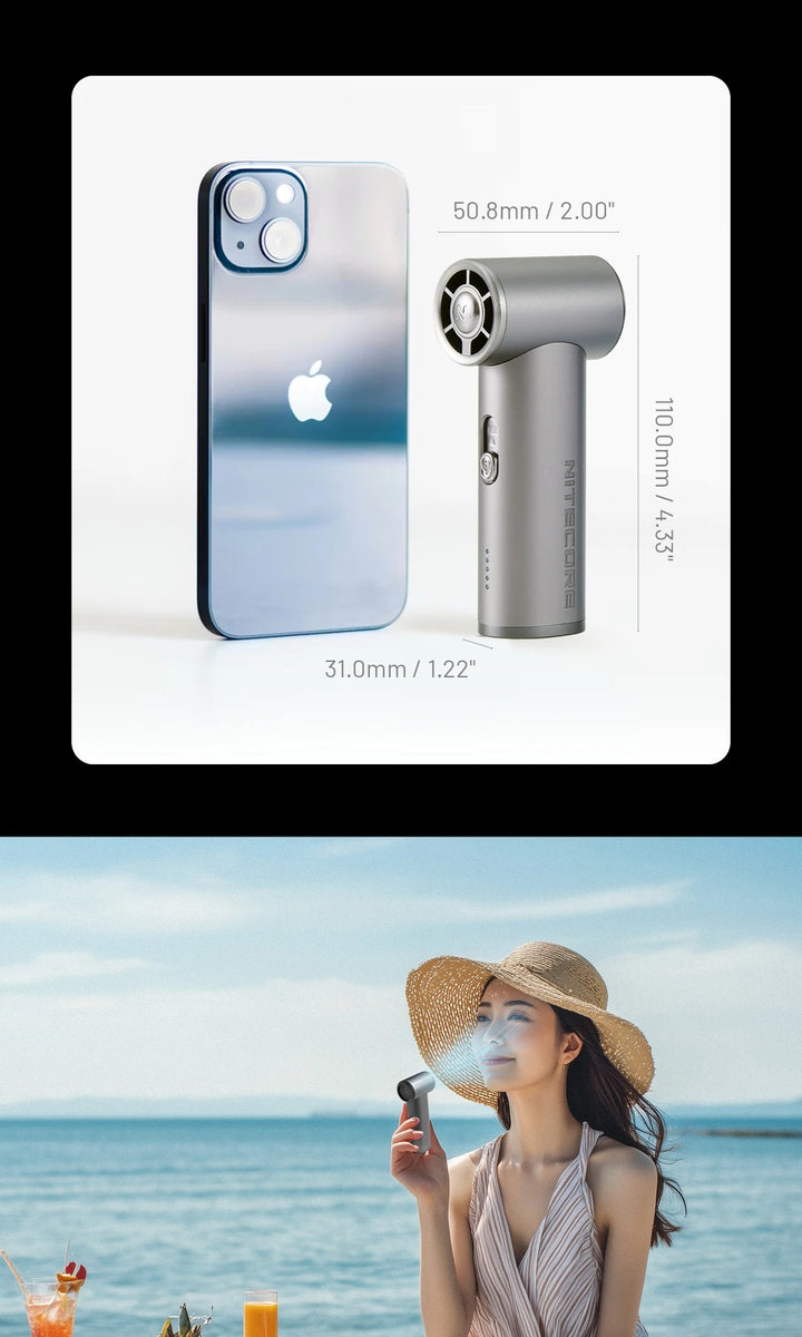 NEF01 (Black) - Mini High-Speed Handheld Fan (4,000mAh)