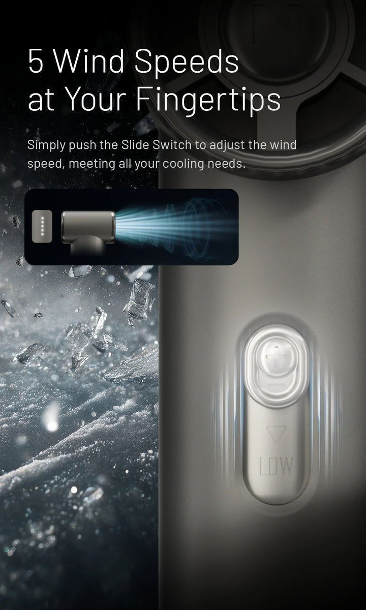 NEF01 (Black) - Mini High-Speed Handheld Fan (4,000mAh)