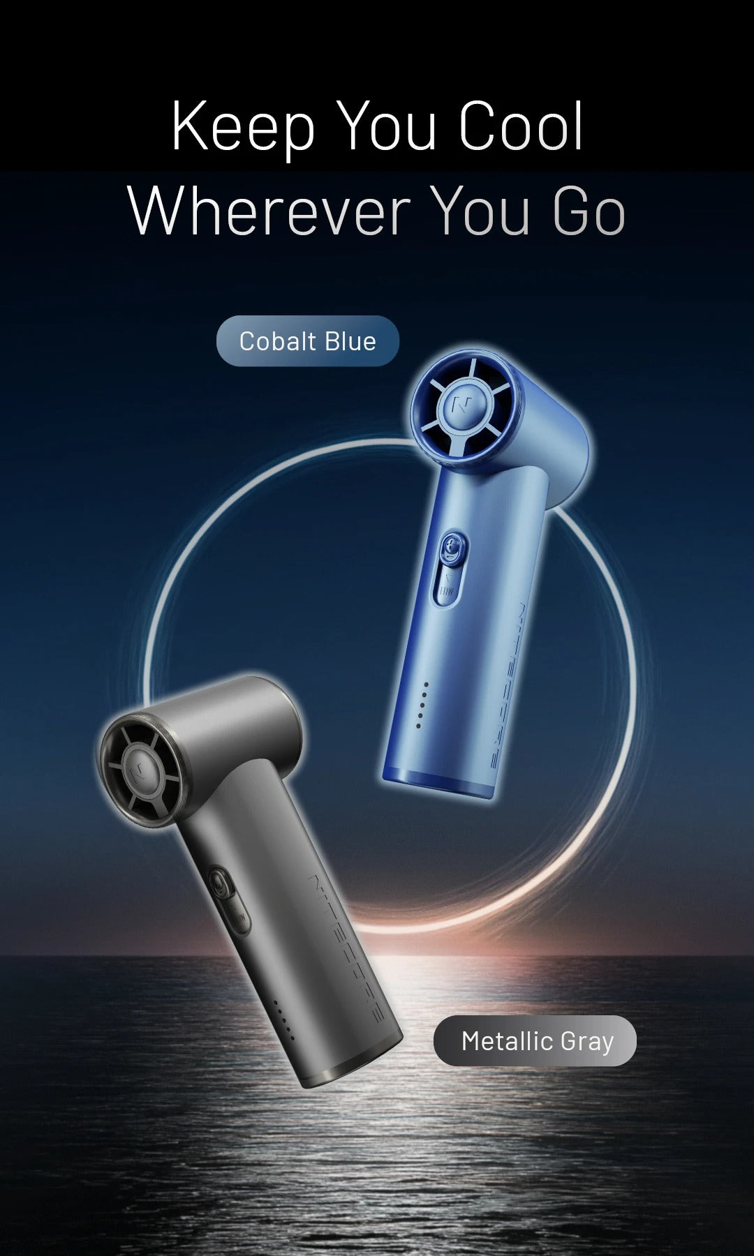 NEF01 (Black) - Mini High-Speed Handheld Fan (4,000mAh)