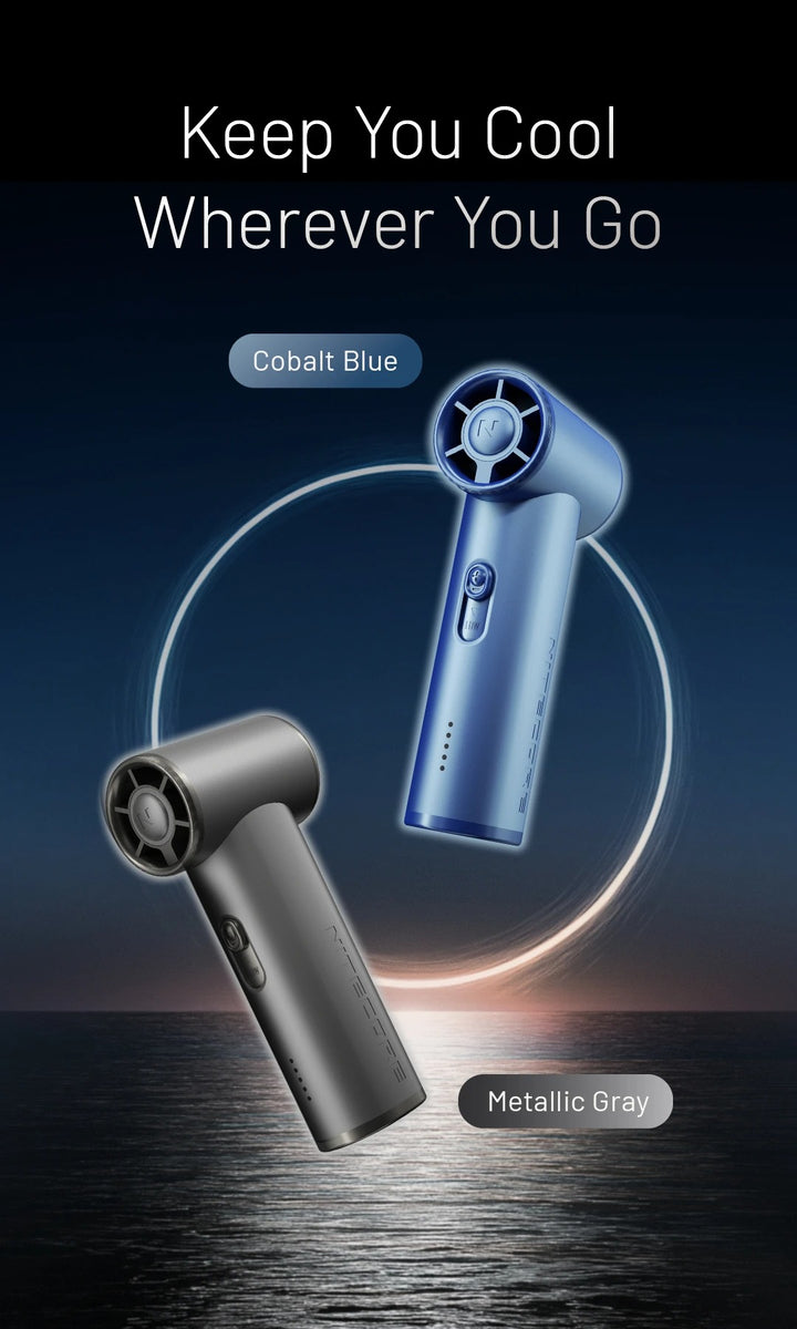 NEF01 (Black) - Mini High-Speed Handheld Fan (4,000mAh)