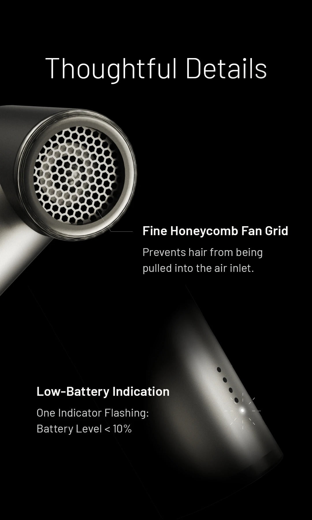 NEF01 (Black) - Mini High-Speed Handheld Fan (4,000mAh)