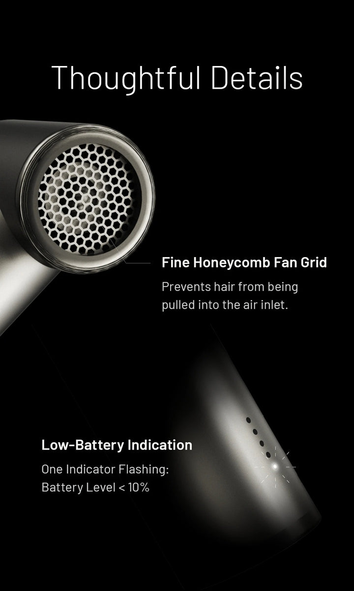 NEF01 (Black) - Mini High-Speed Handheld Fan (4,000mAh)