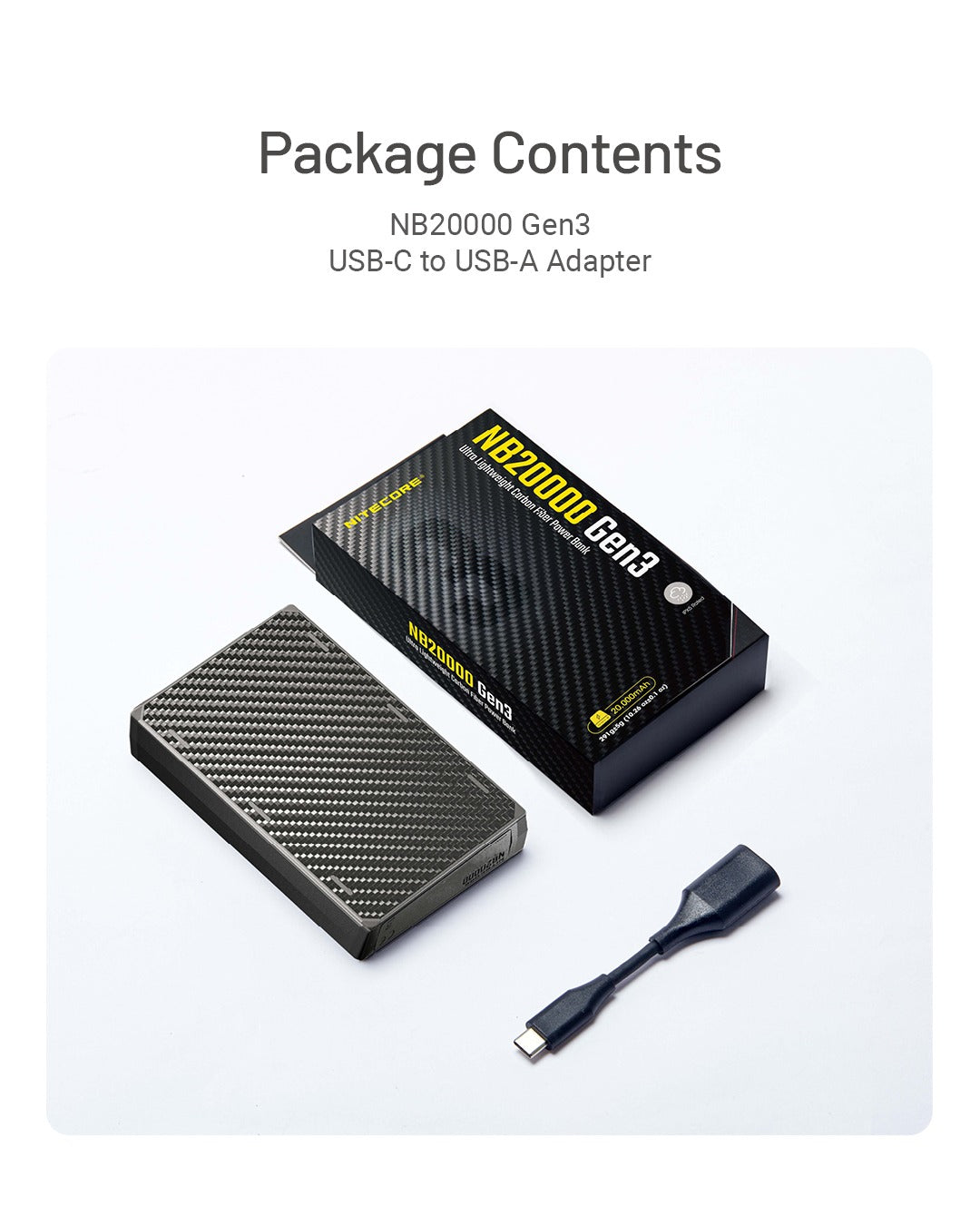 NB20000 Carbon Fiber Energy Brick (20,000mAh 3A GEN3)